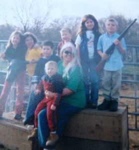 At the River Bottom Ranch: 3 on left: Anna, Caryn, Wesley. Middle 3: Gregory, Grami, Christian. Top 2: Joi and Matthew. 